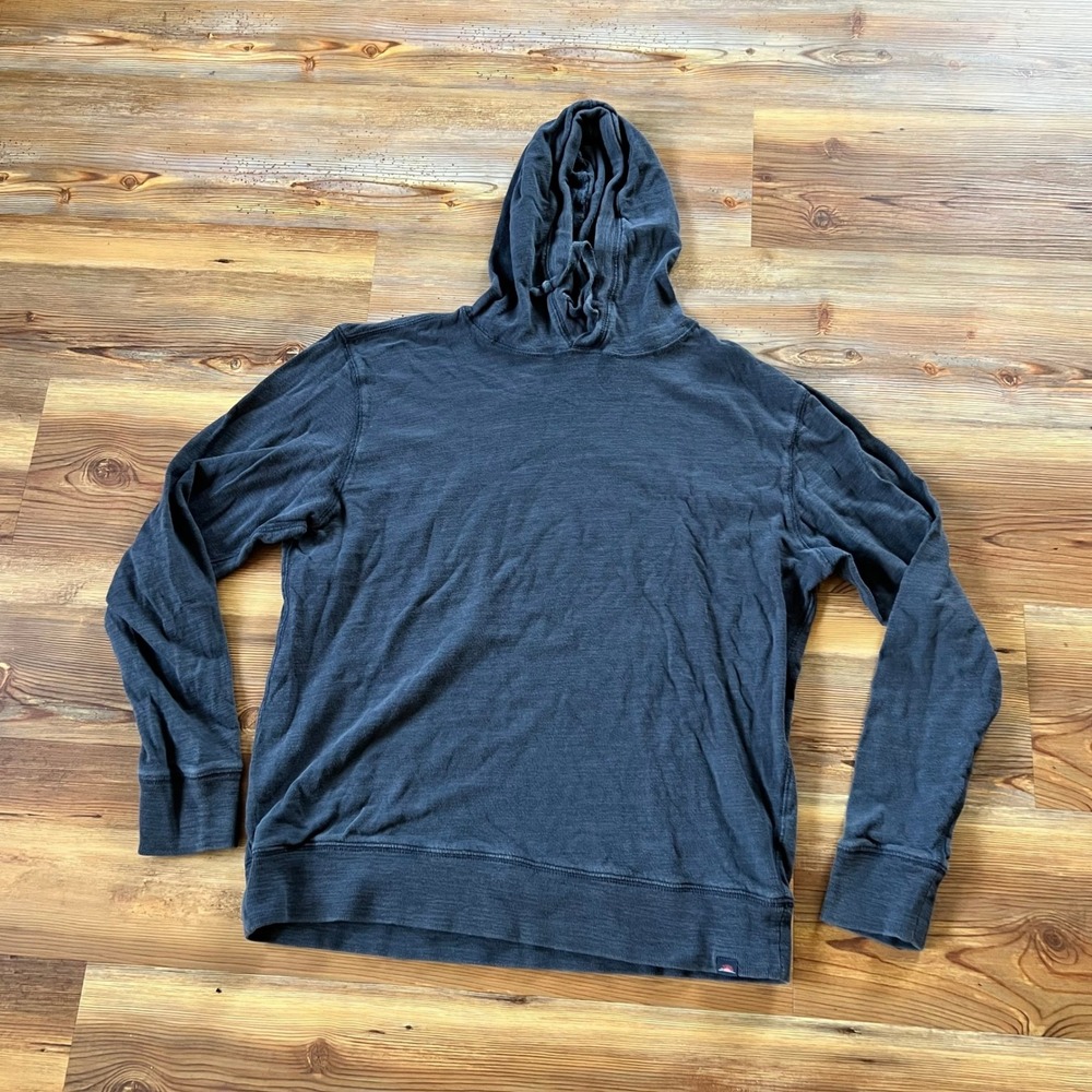 Faherty Brand Mens Slub Cotton Pullover Hoodie Charcoal Gray Size L